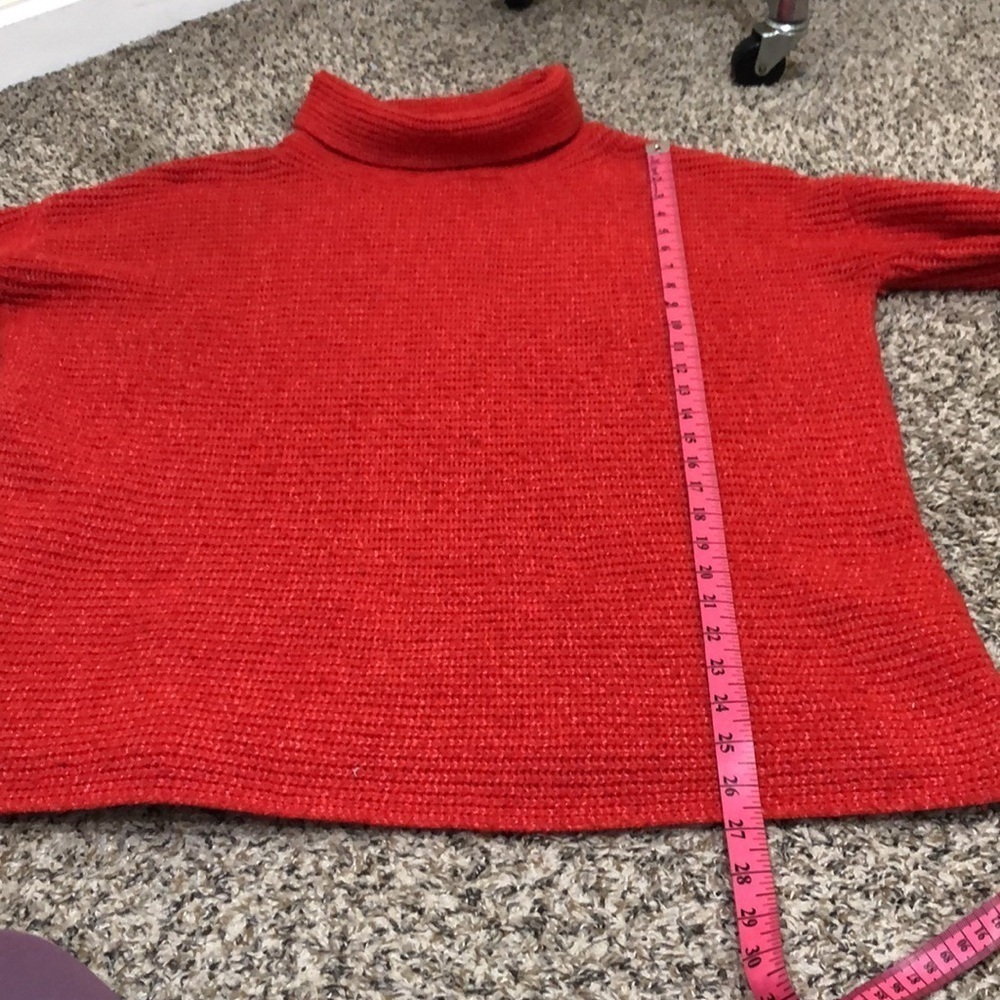 Anthropologie Pilcro Sweater Size Medium Vermillion Red Orange Ribbed Pullover - Picture 11 of 12